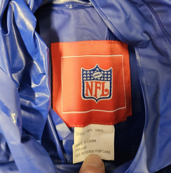 Vintage NFL New York Giants Blue and Red Vinyl Hooded Rain Poncho Unisex Adult - Picture 7 of 16